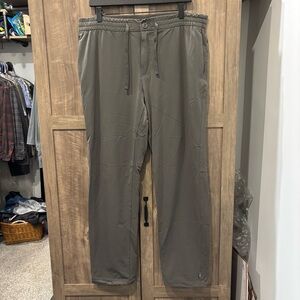 REI Co-Op Men’s Large Pants Gray Elastic Draw String waist Stretch Nylon Hiking